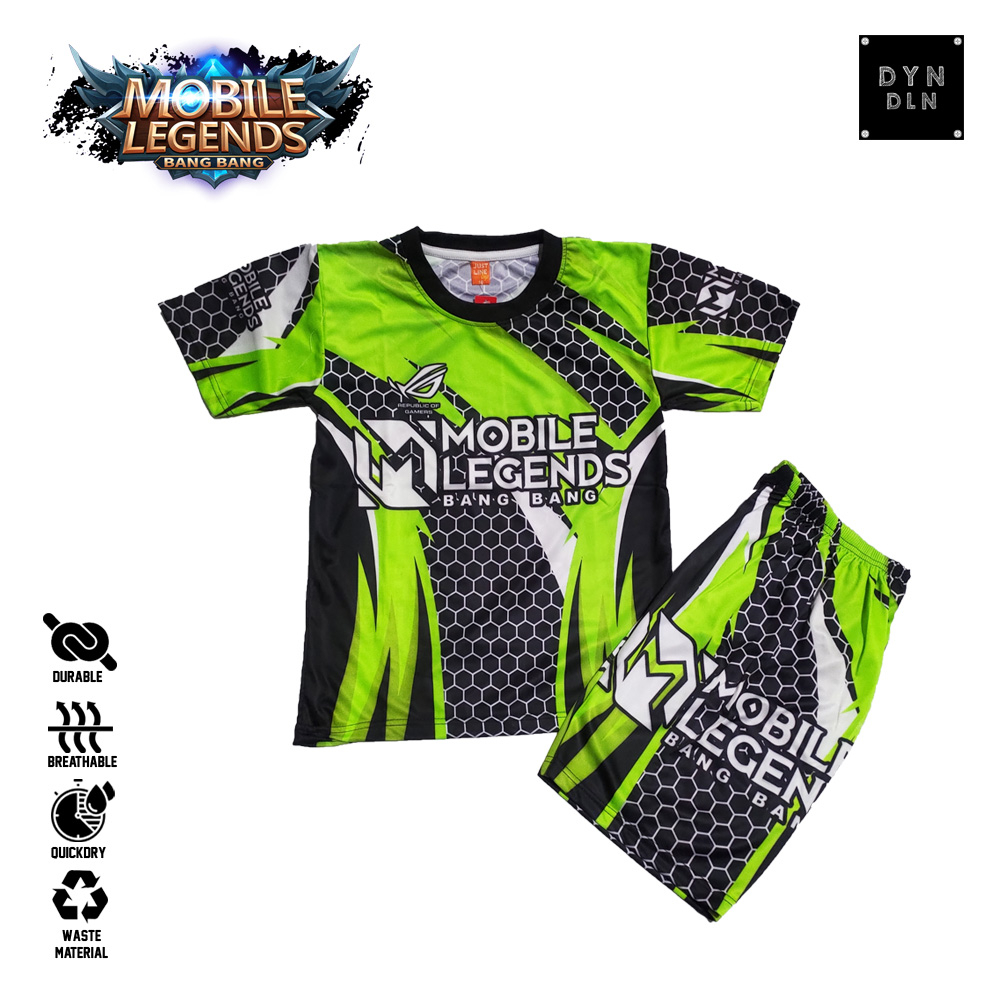 Setelan Baju Game Mobile Lagends Bang Bang Hijau Termurah/ Setelan Baju Main Anak Full Printing/ Baj