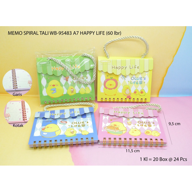 

memo ring spiral tali motif happy life satuan