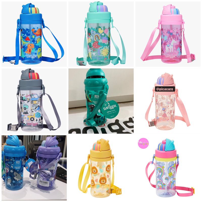 Smiggle Carry Bottle Drink Teeny Tiny Topsy Botol Minum Anak Tali Unicorn / Kitten / Dino Original