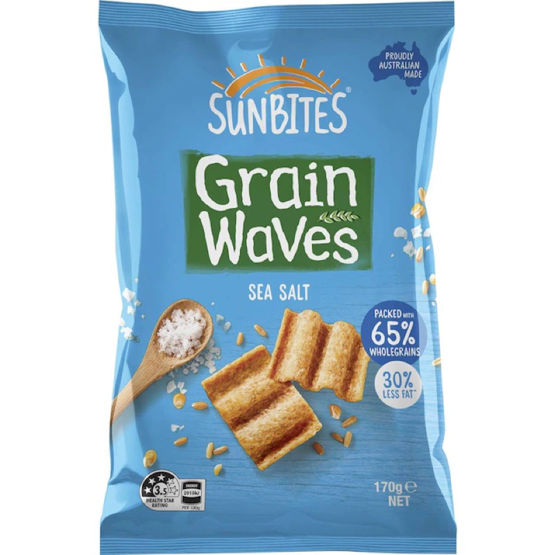 

Sunbites Grain Waves Sea Salt Wholegrain Chips 170g - Australia