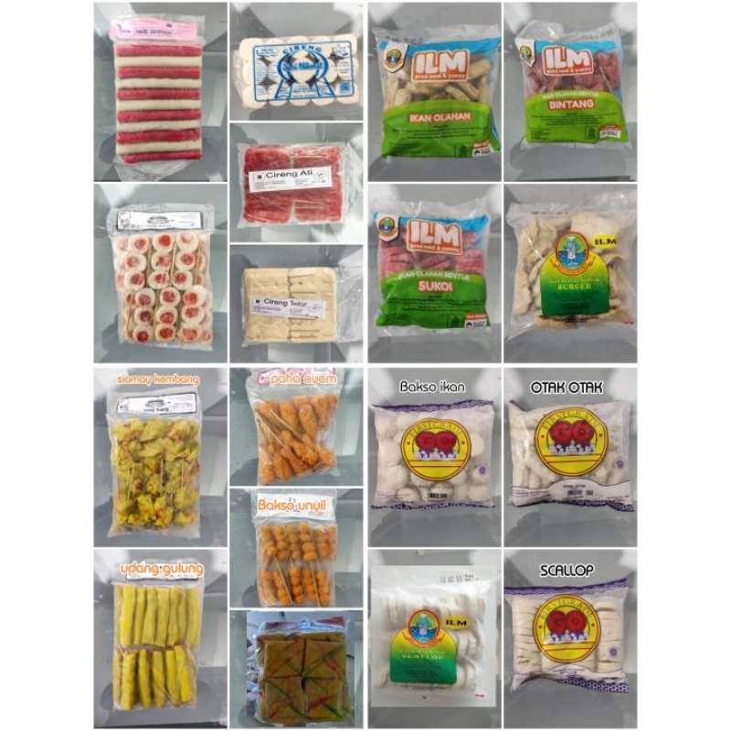 aneka gorengan tempura, cireng, paha ayam, miesosis, martabak, udang gulung