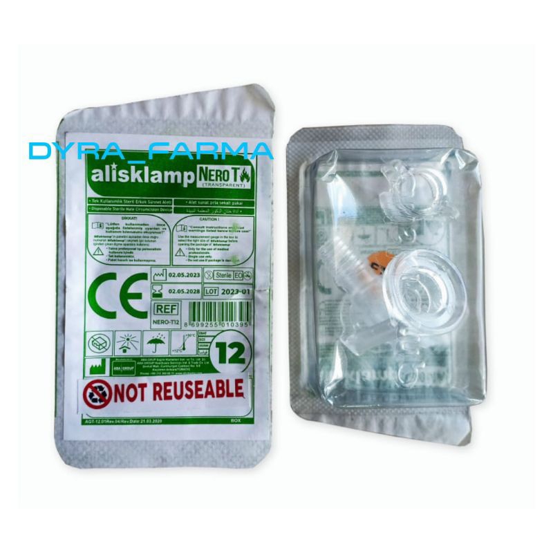 Alisklamp Nero T Size 12, 14, 16 / Alisklamp Nero Transparan / Alat Sunat Khitan Modern Alisklem