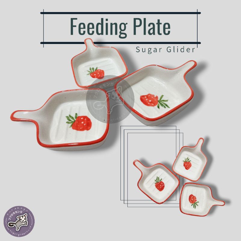 Feeding Plate | Tempat Makan | Sugarglider | Strawberry | Ceramic