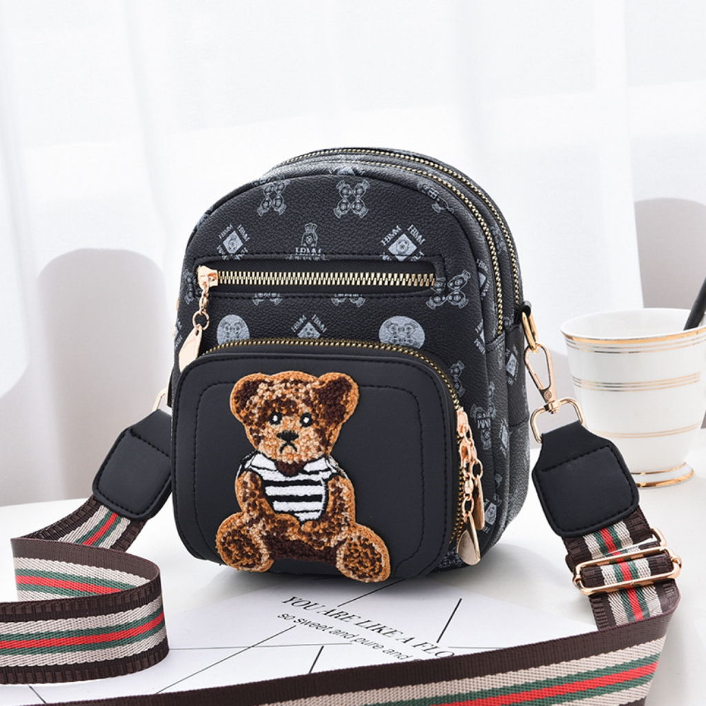 Tas Selempang Wanita Mini Hp Tas Sling Bag Bear Kekinian Tas Import Premiun  WS - ADB 06