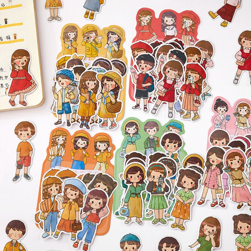 

[BC070] 10 PCS PRETTY GIRLS BOYS DRESS UP CARTOON STICKER | BULLET JOURNAL KIT