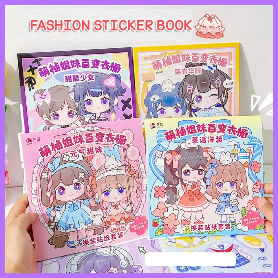 

LUCKY CAT - STICKER SISTER FASHION DRESSUP MAKE UP STICKER BOOK FOR CHILDREN'S TOY PRINCESS Sticker Antique Doll DIY Dress Up Sticker Book | STIKER BUKU | STIKER LUCU | LABEL STIKER | STIKER TEMPAT MAKAN ANAK | STIKER BOTOL MINUM ANAK | STIKER MURAH
