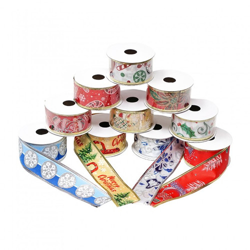 

[36 Roll] Pita Natal Christmas Motif 2.5 Cm / Christmas Ribbon / Hiasan Dekorasi Pohon Natal / Natal Pita Polos 1