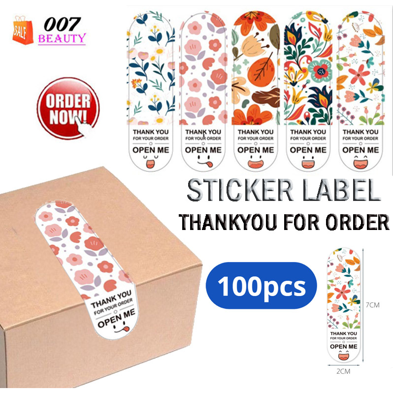

100 Pcs Stiker Label Kemasan Model Kotak Open Me Thank You