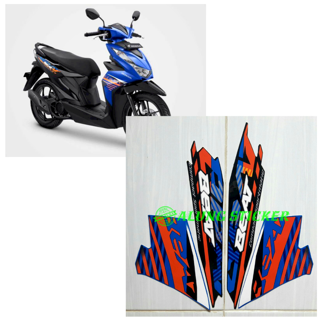 STIKER STRIPING MOTOR BEAT FI 2021 CBS HITAM-BIRU