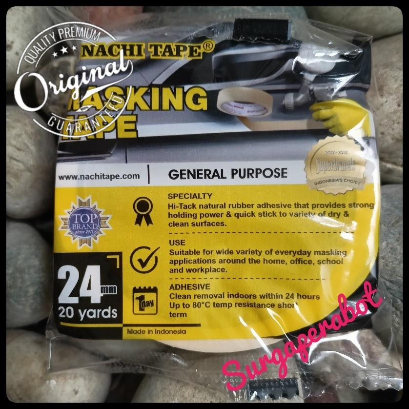 

Lakban Kertas / Masking Tape merk Nachi ukuran 24MM x 20Y solasi cat mobil