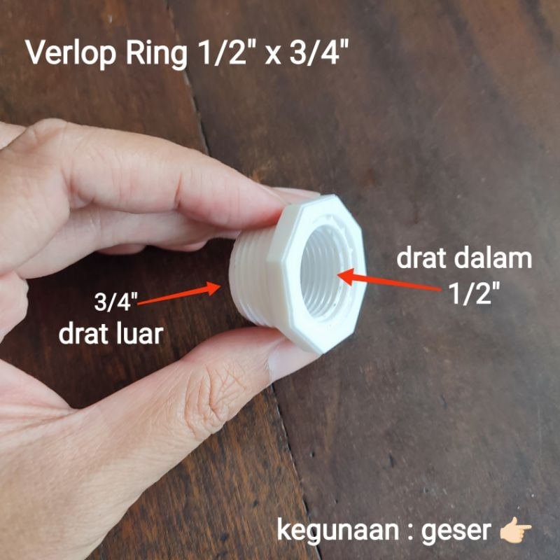 Verlop Ring drat dalam 1/2 drat luar 3/4 inch plastik pvc Vring V Lok Ring Verlok plok ring