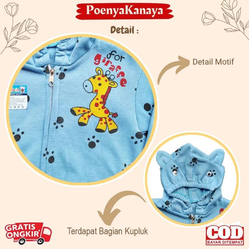 [rumahbayipdg] jaket anak felicee motif jerapah // jaket bayi dan anak