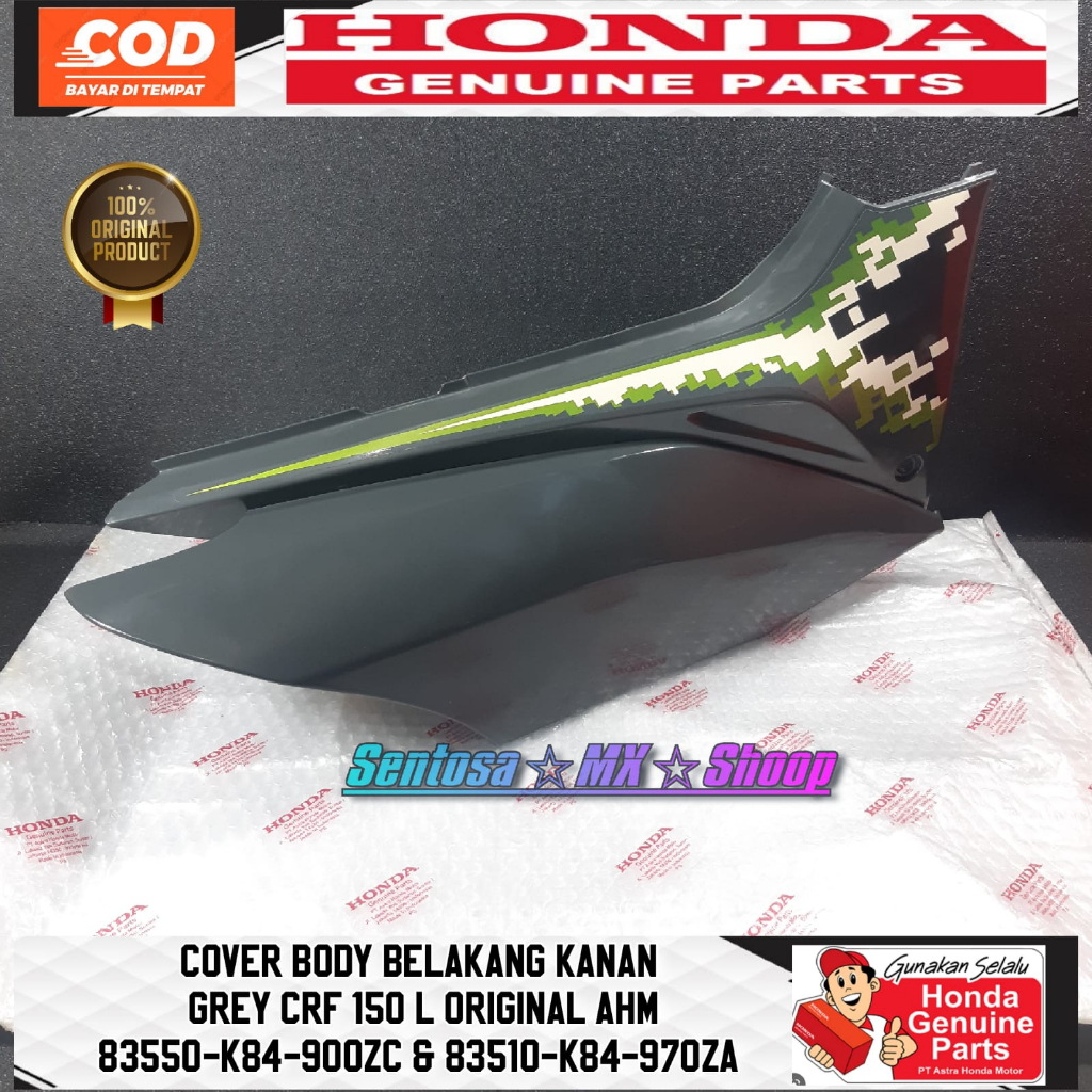 [ CRF 150 L  ] COVER BODY BELAKANG SAMPING KANAN WARNA GREY 1SET ATAS & BAWAH 83550-K84-900ZC / 8351