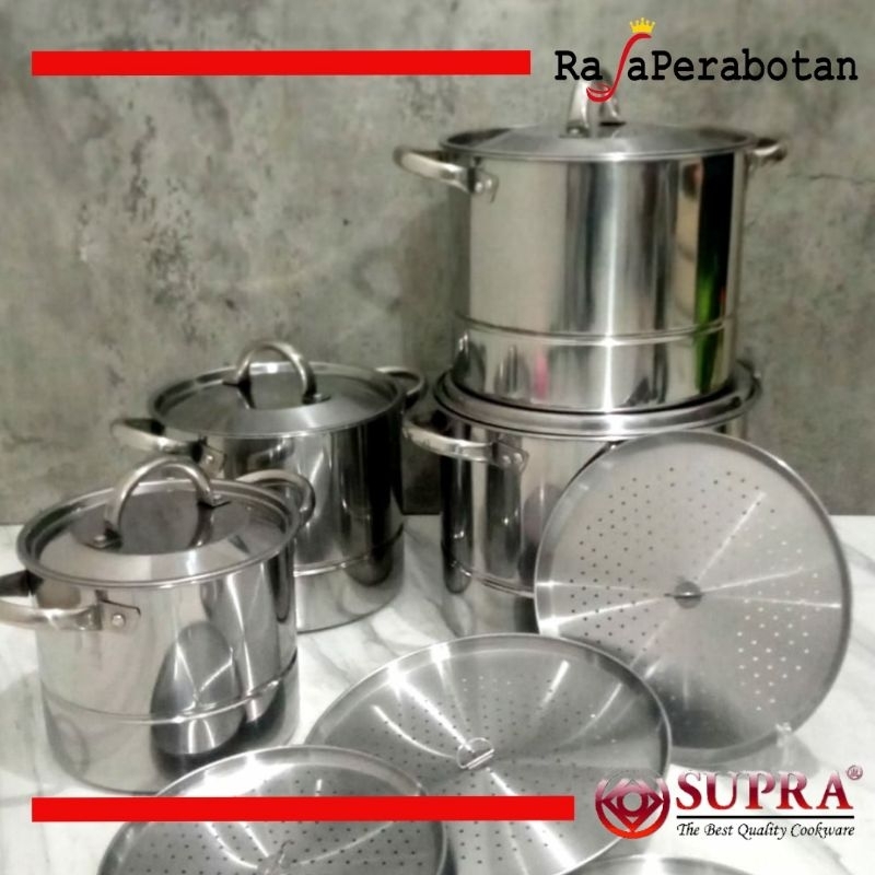 SUPRA Stockpot Steamer 4in1 Stainless Steel / Panci Kukus SUPRA Original