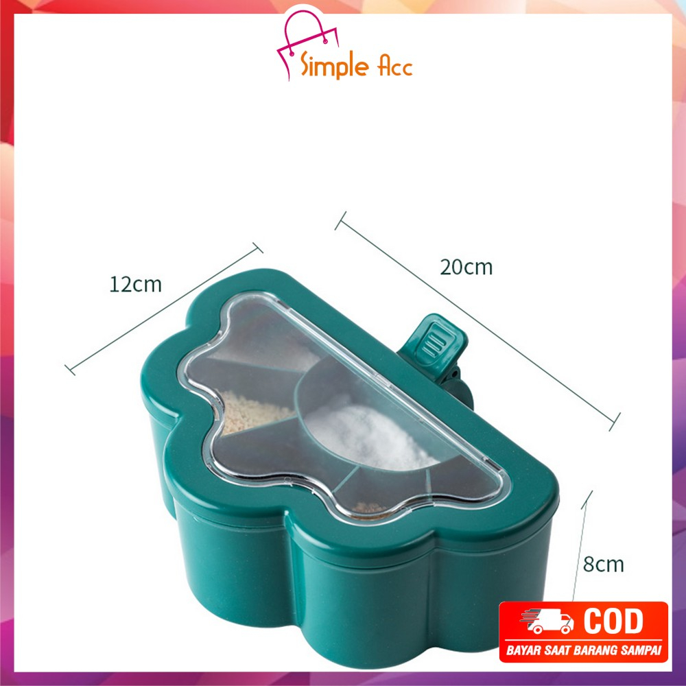 DO-C871 Tempat Bumbu Dapur 6IN1 Free Sendok / Rak Tempat Bumbu Dapur 6 Sekat / Kotak Wadah Toples Bumbu Praktis Perlengkapan Dapur