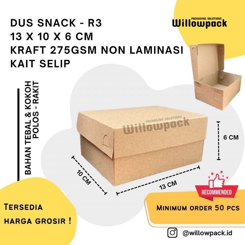 

DUS R3 13x10x6 KRAFT NON LAMINASI SNACK BOX KUE KARDUS