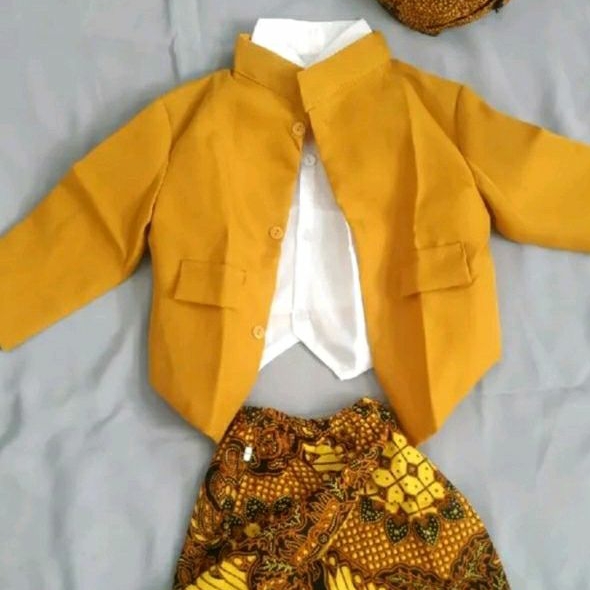 ATASAN beskap hewes anak SD/surjan anak SD set rompi blangkon/pakaian adat jawa bayi dan anak laki-l