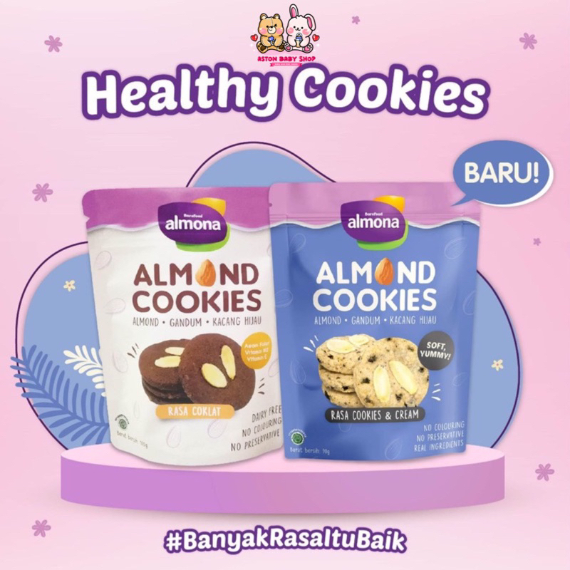 Almona Almond Cookies 90gr Snack Sehat Cemilan Sehat