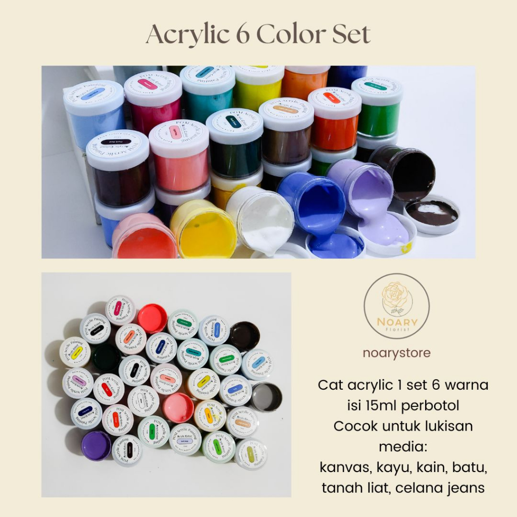 POM ACRYLIC 6 COLOR SET / Cat Acrylic Set/ Cat Warna / Kanvas