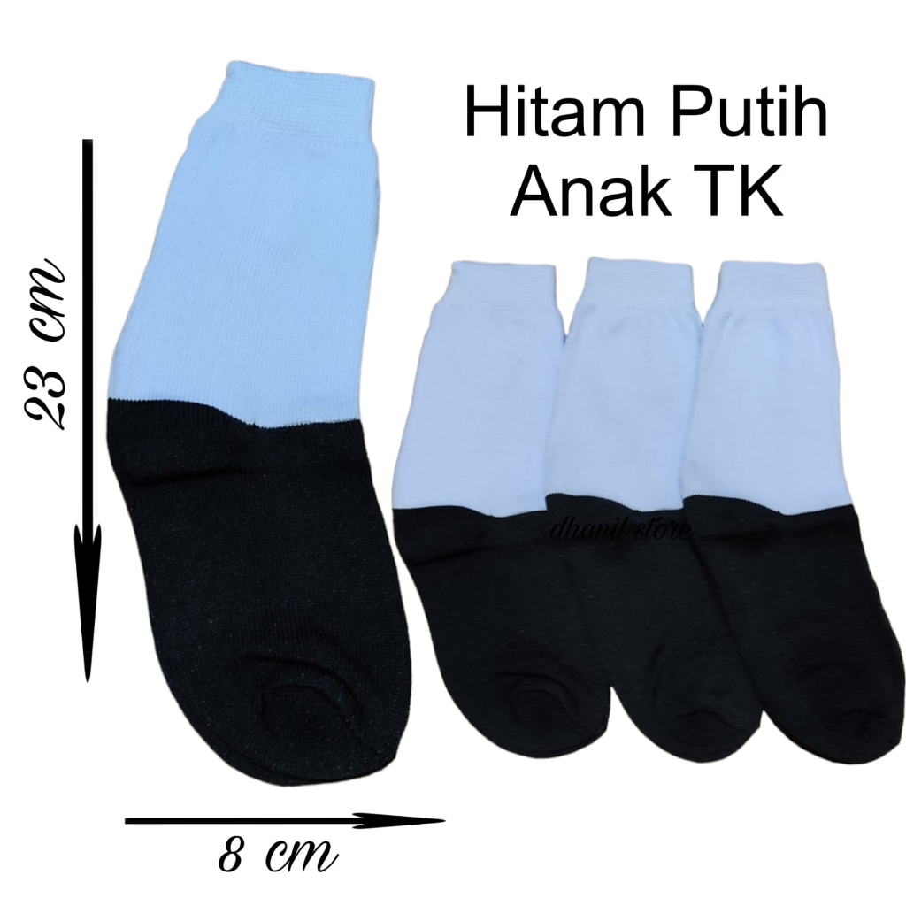 Kaos Kaki Sekolah TK Hitam Putih Panjang
