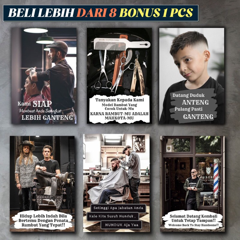 poster hd - Poster kayu barbershop - Hiasan dinding barbershop - Kata kata bijak barbershop-poster p