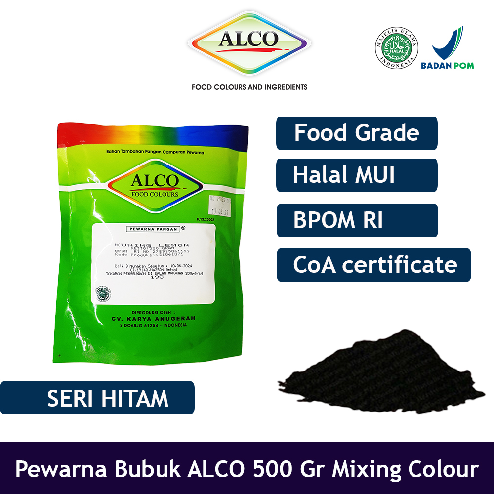 Pewarna Makanan Kue Bubuk ALCO 500 gr Mixing Colour Warna Hitam