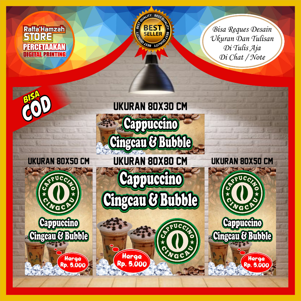 Spanduk, Banner Es Cappucino Cincau 1Set Booth