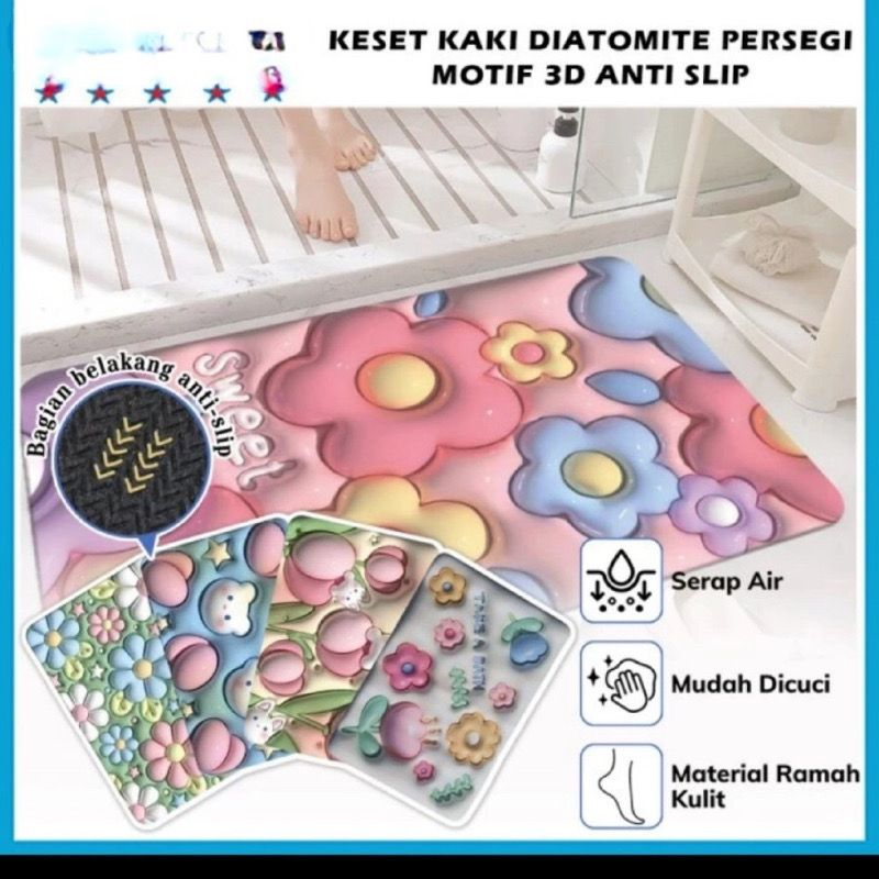 Keset Diatomite Ukuran 40 X 60 Keset Anti Slip (Gambar Tidak Timbul)