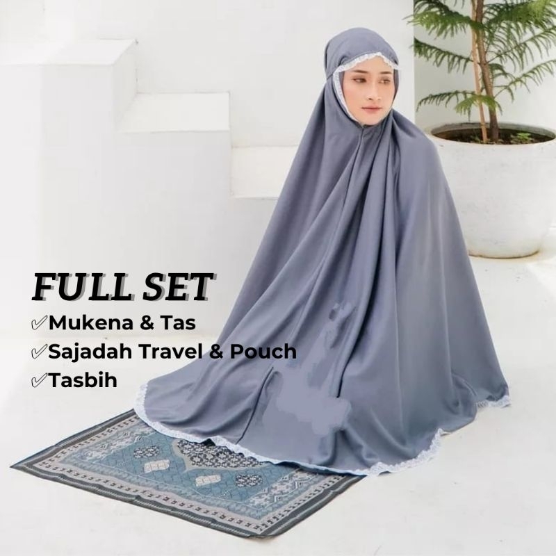 FULL SET Sajadah + Mukena dewasa travelling termurah - Mukena jumbo polos free sajadah - mukena trav