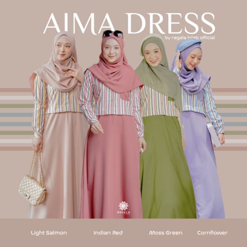 Aima Dress ORI Gamis Salur Kekinian Bahan Shakilla By Ragela