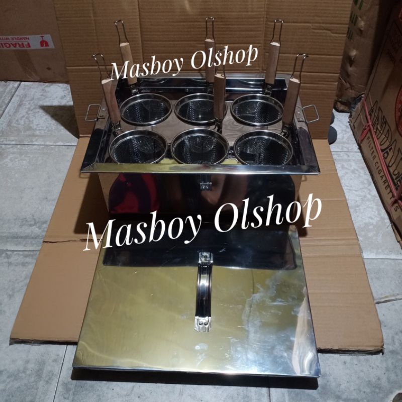 Dandang Mie Ayam Kotak 45x35x20 cm / Tong Bakso Mie Ayam / Lubang 6