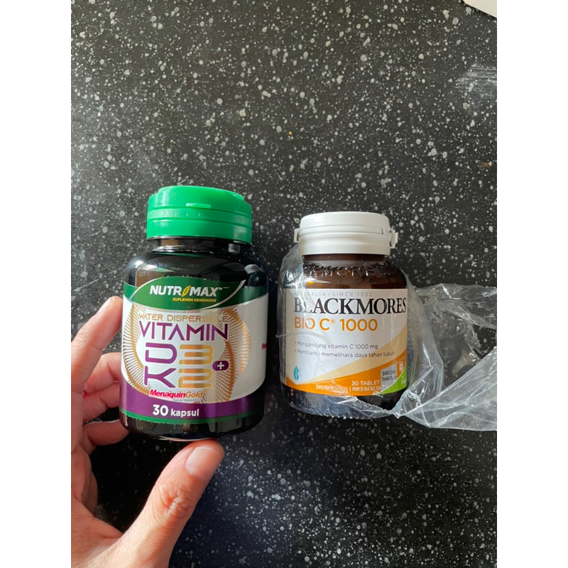 Bundling : Nutrimax D3 + K2 Vitamin D 400 IU & K2 40 mcg @ 30 Naturecaps dan Blackmores Bio-C 1000mg
