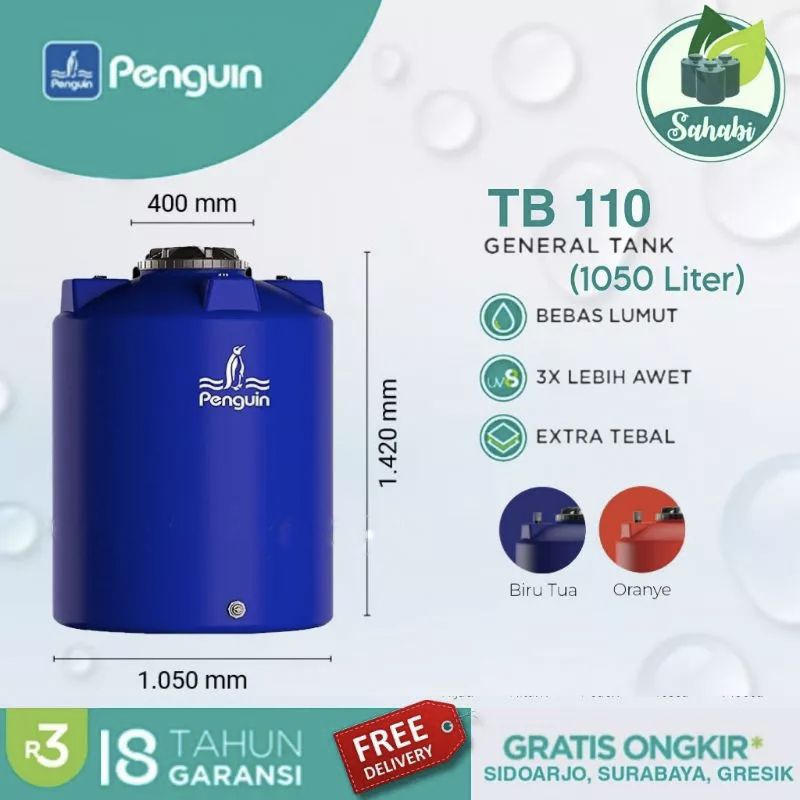 Tandon Air / Tangki Air / Toren Air PENGUIN/PINGUIN Rotamould 3 Ukuran 1050 Liter