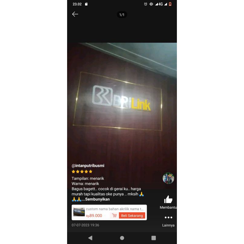 custom nama bahan akrilik nama toko cafe agen BRI link bisa request