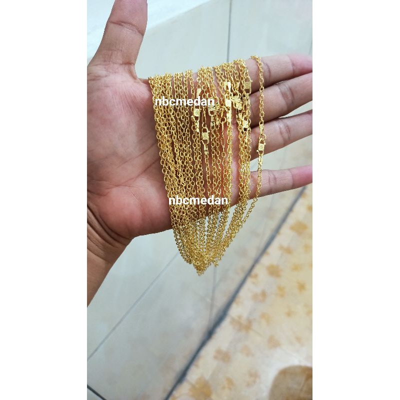 Rantai kalung titanium lapis emas 24 lapis kristal