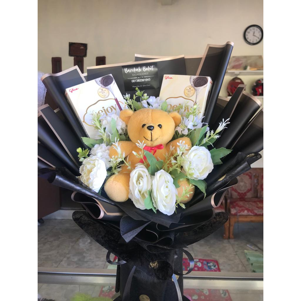 

[COD] BUKET 2 BISKUIT PEJOY STICK+BUNGA+BONEKA MURAH CUTE