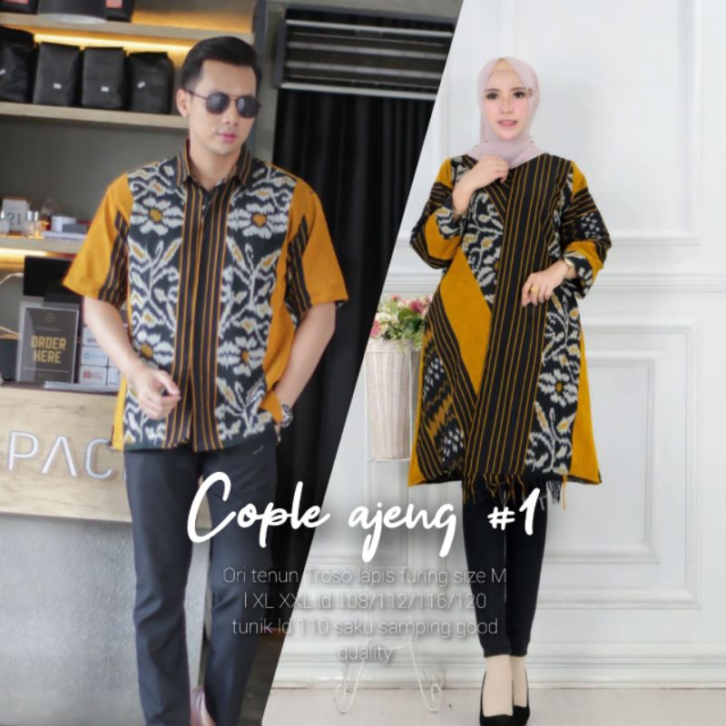 Couple tenun pria wanita - couple dress kemeja tenun - dress kemeja asli tenun troso