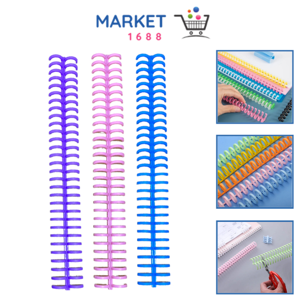 

Market1688 Ring Binder Plastik Spiral 30 Lubang DIY Spiral Binder Strip Lingkaran Buku Cincin Pengikat Kertas Buku Album Buku Tempel Buku Spiral A4