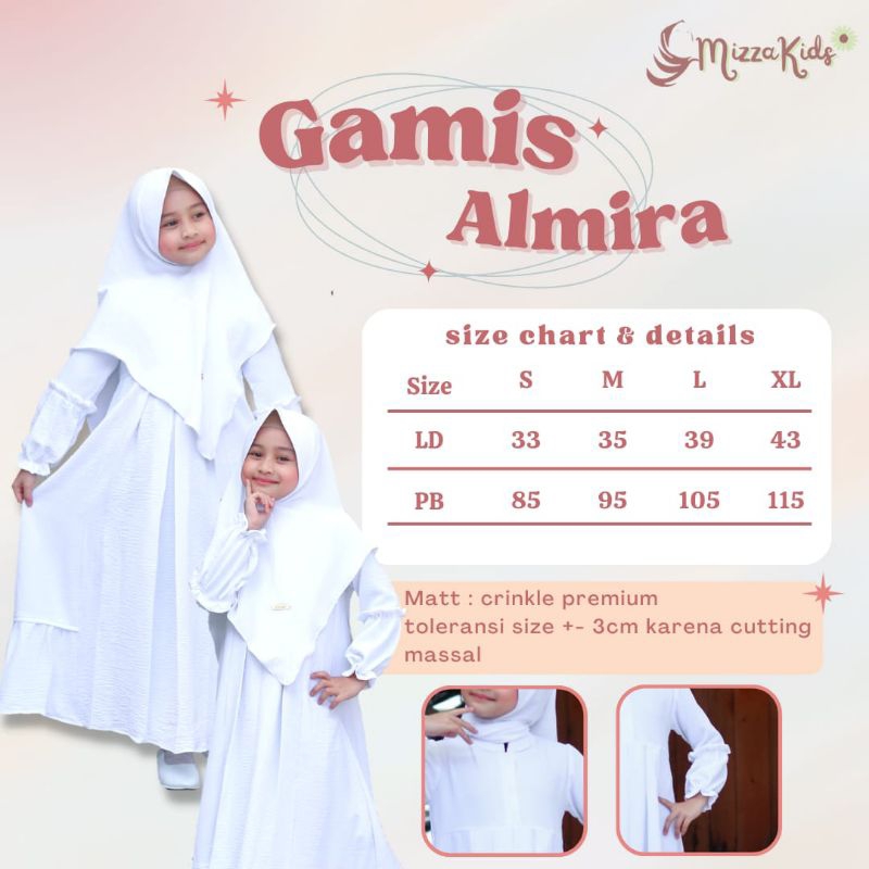 [COD] DRESS PUTIH ONE SET DRESS CRINCLE ALMIRA BY MIZZAKIDS