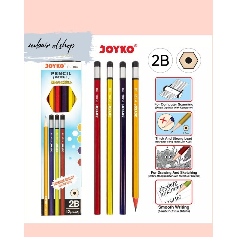 

Pensil Pencil Joyko P-104 2B Metalic