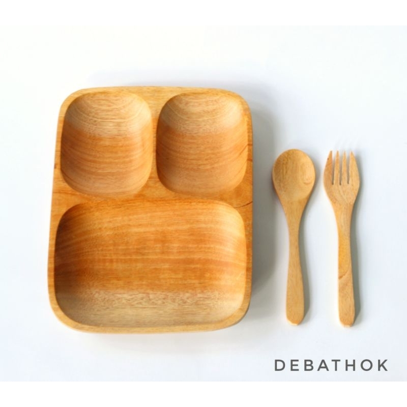 Piring Diet Piring Makan Kotak Kayu Mahoni