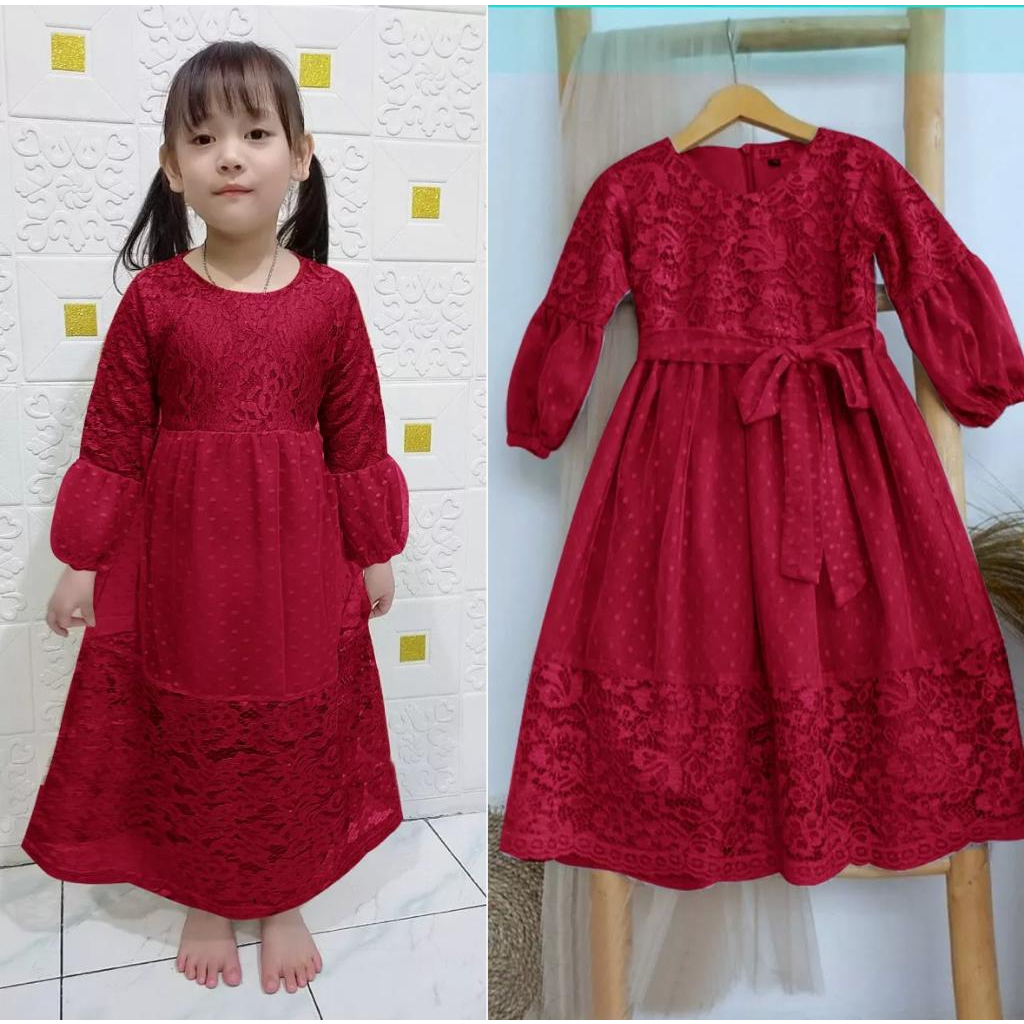 Dress belinda kids 2 -15 tahun / dres brokat anak perempuan terbaru kekinian remaja / dress kondanga