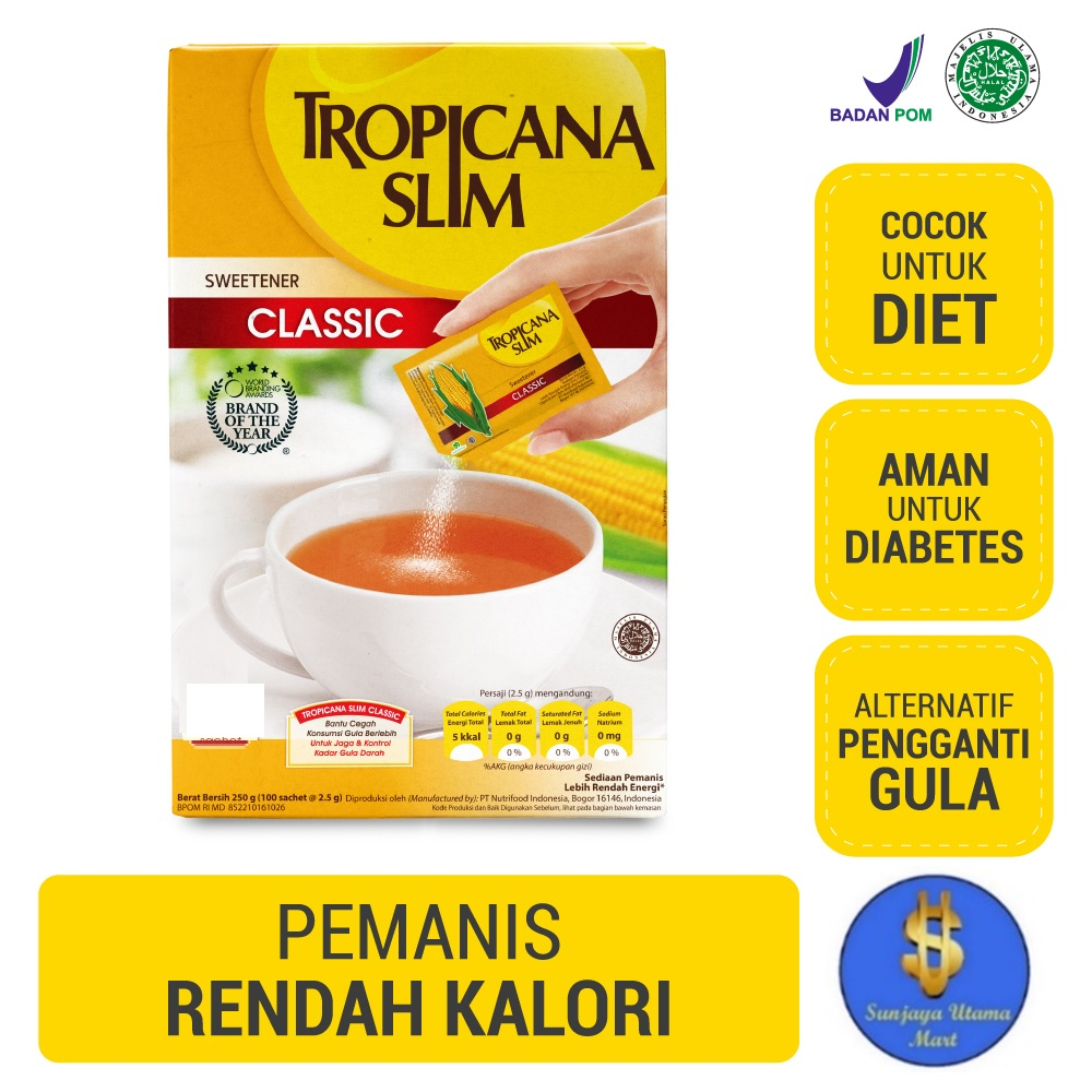 

Tropicana Slim Sweetener Slim Classic 25's/50's/100's