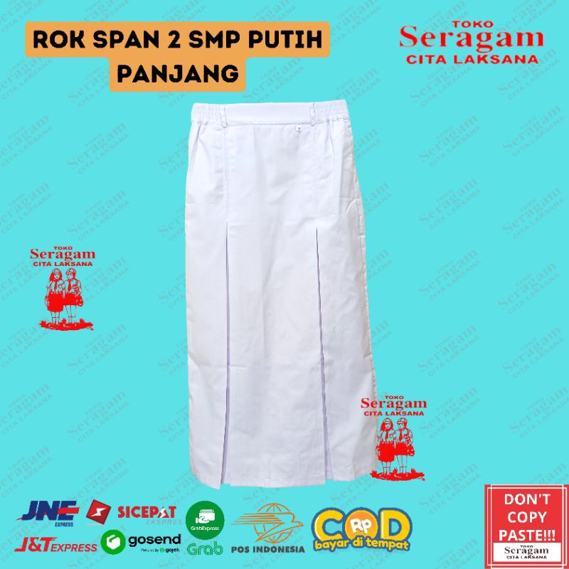 Rok Span 2 Panjang SMP Putih / Rok Putih Span 2 Panjang SMP Seragam Sekolah