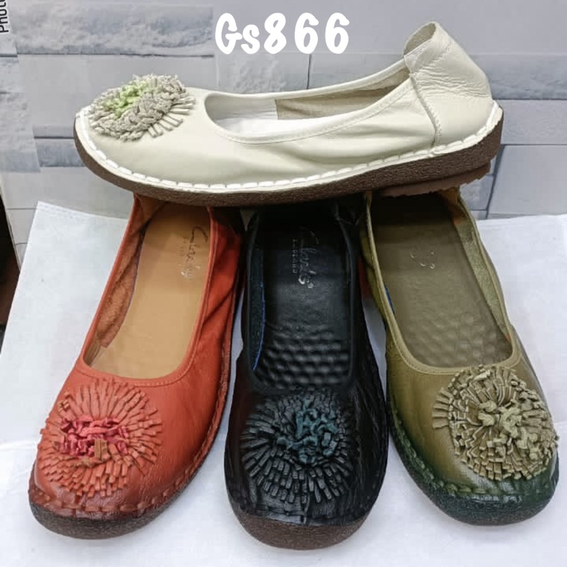 TERMURAH Sepatu Clarks Pompom Flat GS866 / Clark GS 866 / sepatu kerja / Sepatu kantor kulit