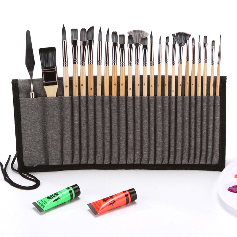 24Pcs Kuas Lukis Set / Artist Paint Brushes Set Untuk Artist Acrylic Painting, Watercolor, Oil