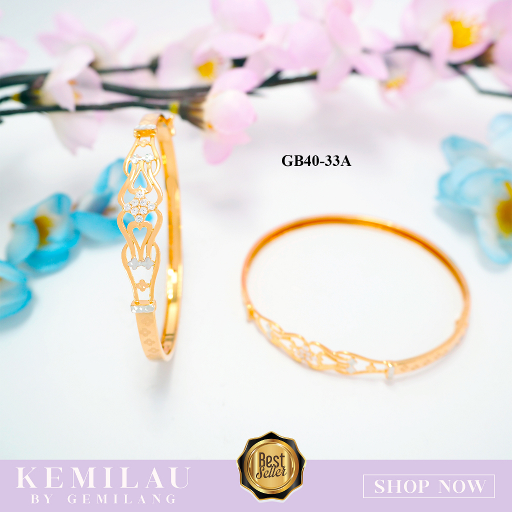 GELANG BANGKOK EMAS ASLI KADAR 6K ATAU 300 DAN 8K ATAU 375 GELANG WANITA DEWASA KODE GB40-33-A KEMIL