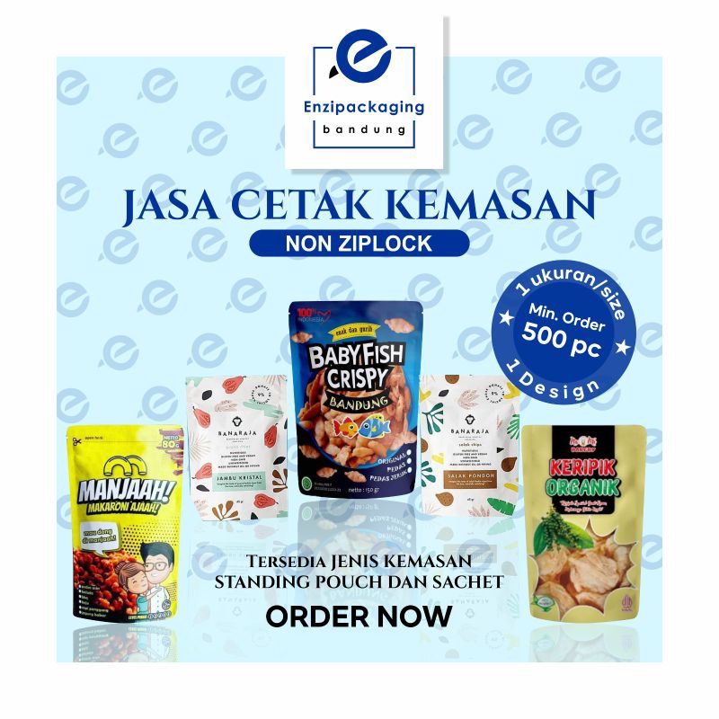 Cetak kemasan standing pouch custom Non Ziplock