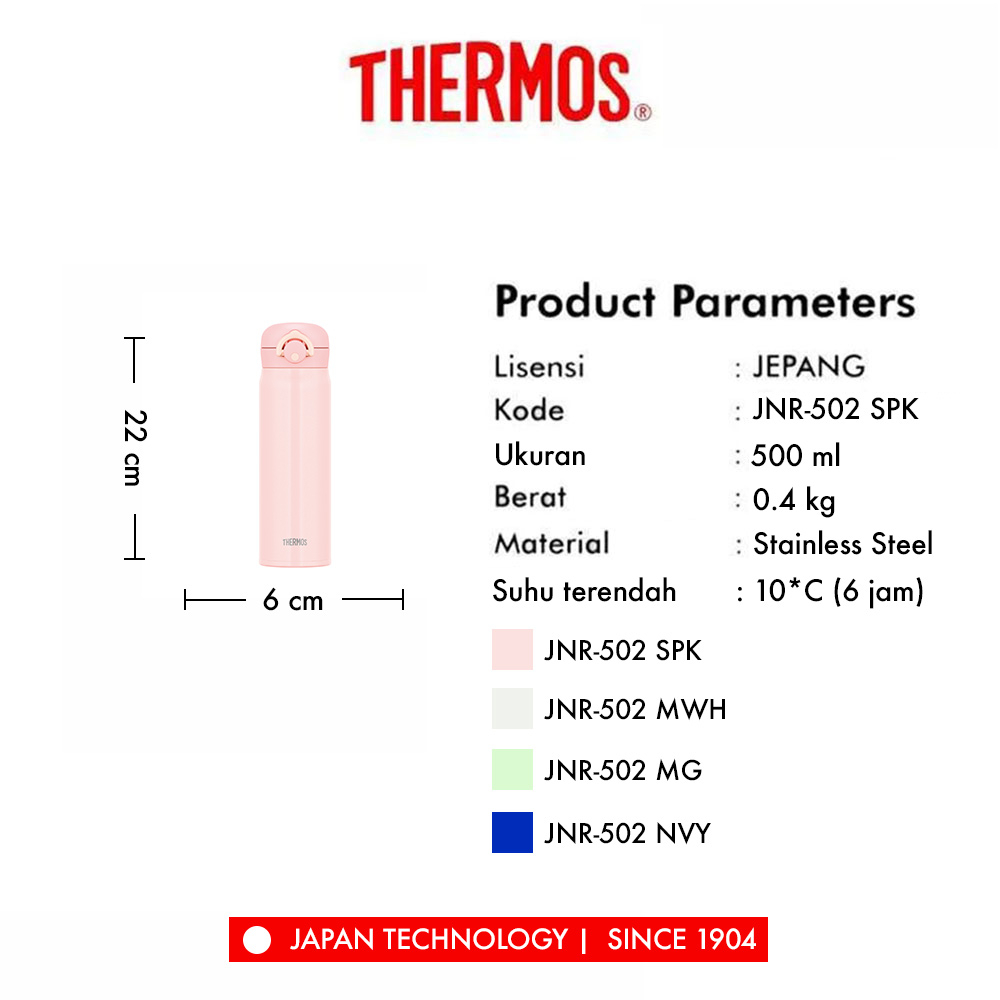 Thermos Vacuum Insulated One Push Tumbler 500ml - Pink