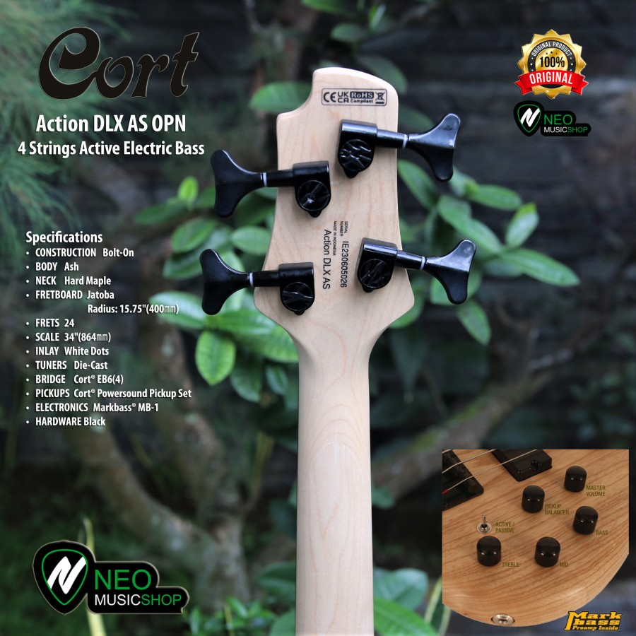 Cort Action DLX AS OPN 4 Strings Active Electric Bass